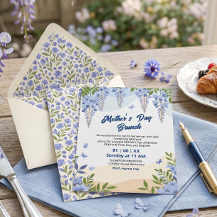 Invitation Brunch élégant de la fête des mères avec Wisteria