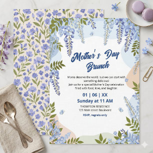 Invitation Brunch élégant de la fête des mères avec Wisteria