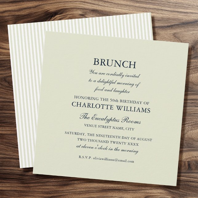 Invitation Brunch élégant Fête d'anniversaire Formal Elegant  (Créateur téléchargé)