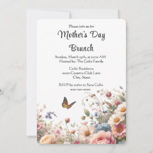 Invitation Brunch élégant floral de la fête des mères
