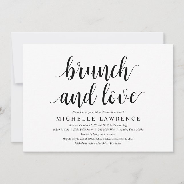 Invitation Brunch et Amour, Fête des mariées moderne Fête (Devant)