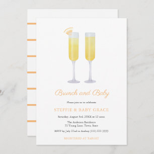 Invitation Brunch et bébé Mimosas Douche ou Sip & See