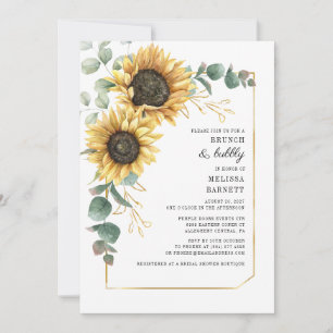 Invitation Brunch et boissons pétillantes au tournesol floral