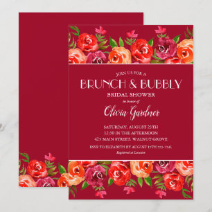 Invitation Brunch et Bubbly Aquarelle Fête des mariées floral