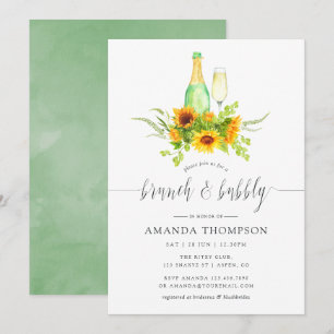 Invitation Brunch et Bubbly aux Tournesols à l'Aquarelle