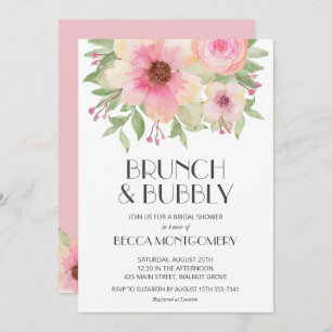 Invitation Brunch et Bubbly Blush Fête des mariées florale ro