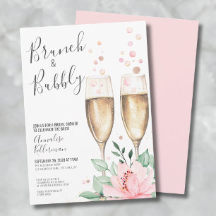 Invitation Brunch Et Bubbly Blush Fête des mariées Florale Ro