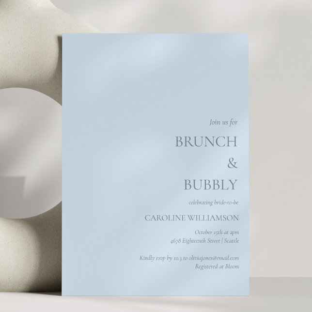Invitation Brunch et Bubbly Fête de Mariage Poussiéreuse Bleu (Créateur téléchargé)