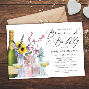 Invitation Brunch et Bubbly   Fleurs sauvages et champagne