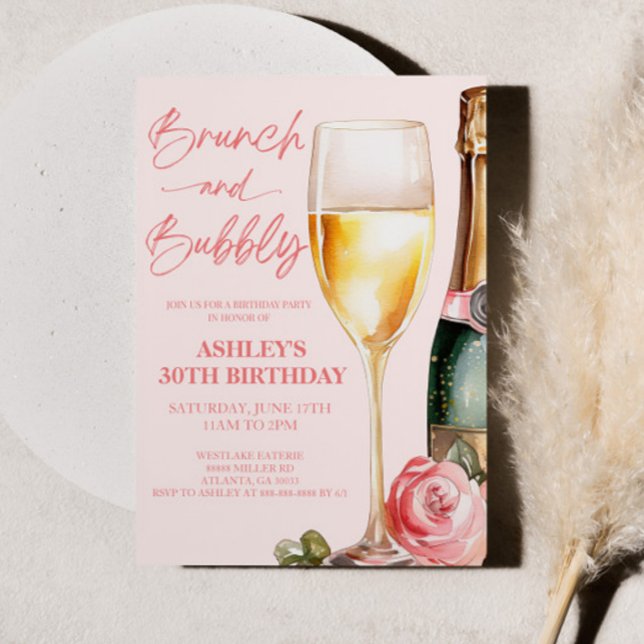 Invitation Brunch et Bubbly Mimosa Champagne fête d'anniversa (Créateur téléchargé)