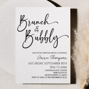 Invitation Brunch et Bubbly Minimale Anniversaire Brunch Part