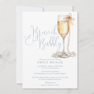 Invitation Brunch Et Bubbly QR Code Dusty Fête des mariées Bl