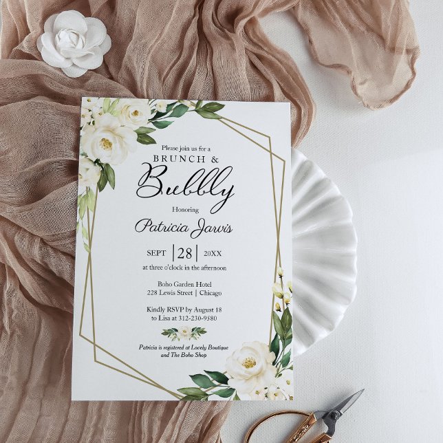 Invitation Brunch Et Bubbly Réception De Mariage Floral De Ve (Créateur téléchargé)