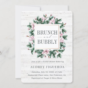 Invitation Brunch et Bubbly Rustic Eucalyptus Fête des mariée