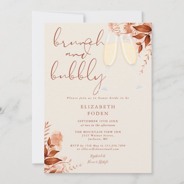Invitation Brunch Et Bubbly Rustique Enterrement De Vie De Je (Devant)