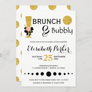 Invitation Brunch et bulle blanc noir noir douche nuptiale