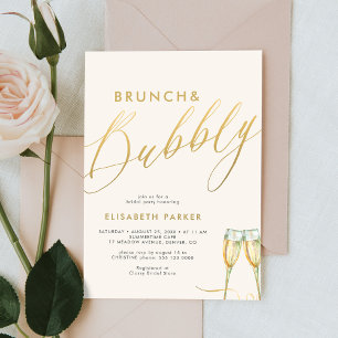 Invitation Brunch et bulle d'or champagne douche nuptiale