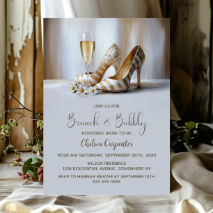Invitation Brunch et bulles avec chaussures rayées de champag