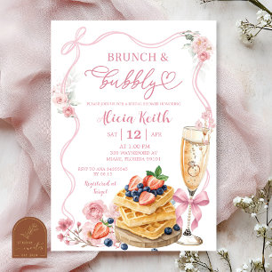Invitation Brunch et Bulles de Mariée Floral avec un Ruban Ro