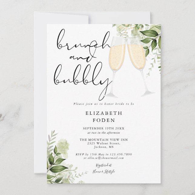 Invitation Brunch Et Bulles De Verdure Enterrement De Vie De  (Devant)