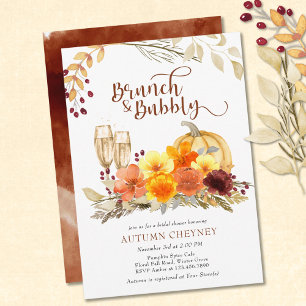 Invitation Brunch et Bulles Fleurs d'Automne Baby Shower de M