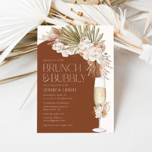 Invitation Brunch et Bulles Floral Bohème et Plumes
