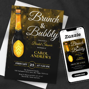 Invitation Brunch et Bulles Mariage Noir & Or
