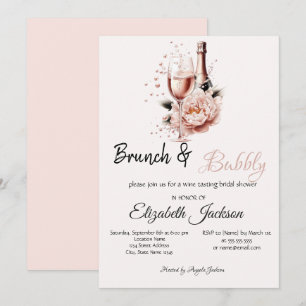 Invitation Brunch et Bulles Rose Champagne Rose pour une Fête