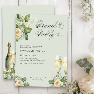 Invitation Brunch et bulles Roses Champagne Baby Shower