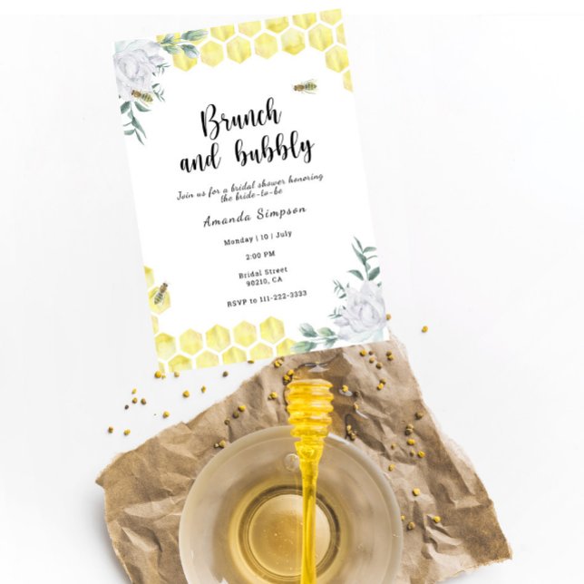 Invitation Brunch et bulles - thème abeille enterrement de vi (Créateur téléchargé)