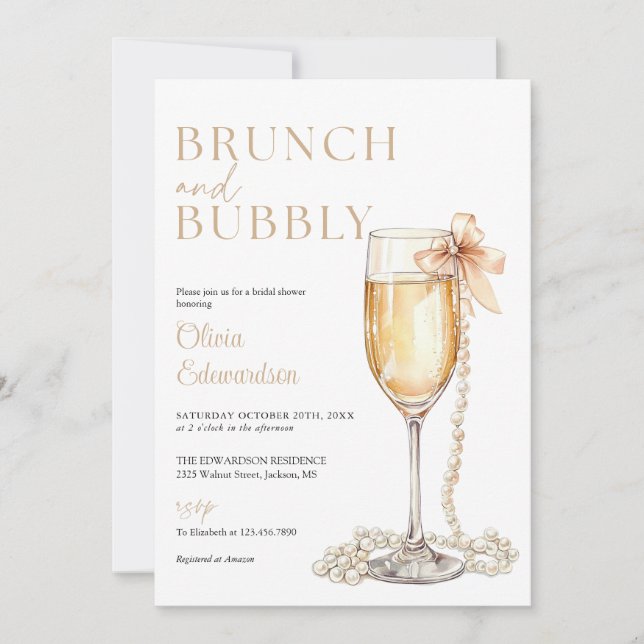 Invitation Brunch Et Champagne Élégant Enterrement De Vie De  (Devant)