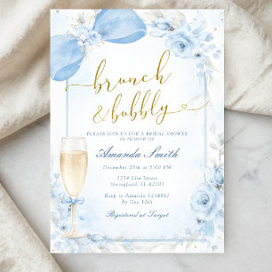 Invitation Brunch et Champagne Pétillant Mariage Shower Bleu