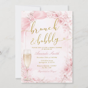 Invitation Brunch et Champagne Pétillant pour une Mariée Rose