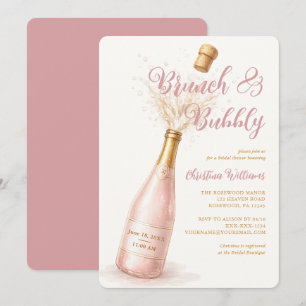 Invitation Brunch et Champagne Rose Mariage Shower