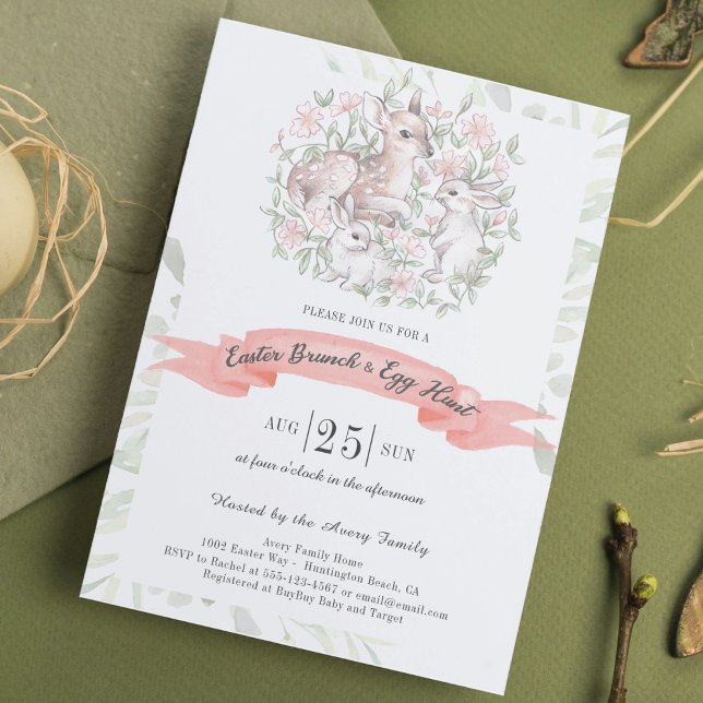 Invitation Brunch et chasse aux oeufs de cerfs de printemps P (Créateur téléchargé)