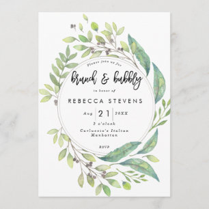 Invitation brunch et douche nuptiale à bulles vertes