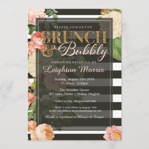 Invitation Brunch et Fête de la mariée vintage pétillante de