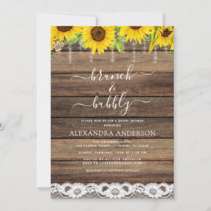 Invitation Brunch et Fête de l'mariée à bulles tournesol rust