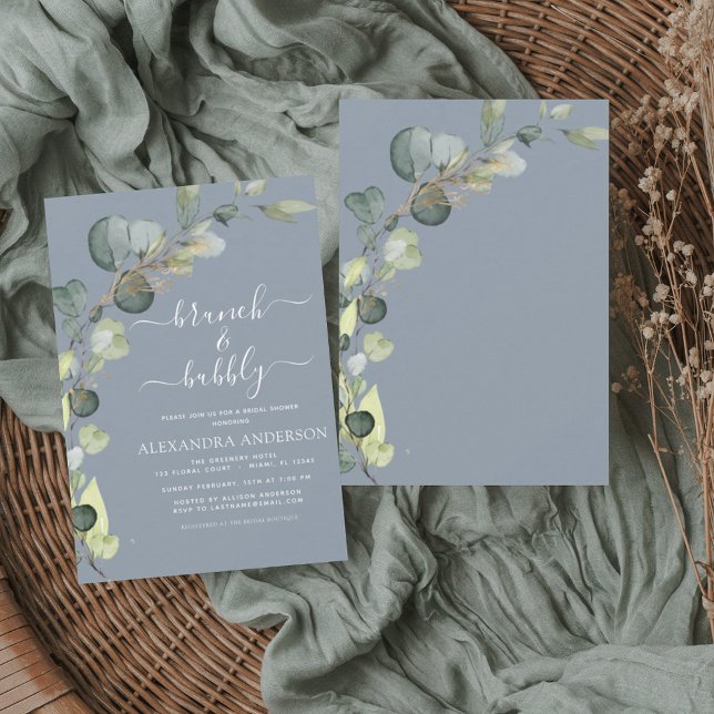 Invitation Brunch et Fête des mariées bleu Bubbly Dusty (Créateur téléchargé)