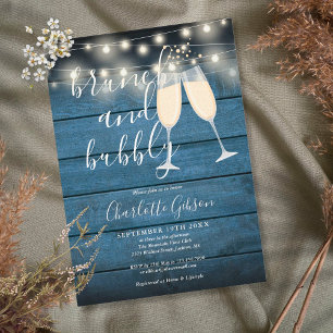 Invitation Brunch Et Fête des mariées Bubbly Bleu Rustique Bo