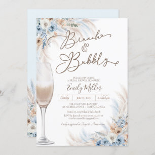 Invitation Brunch et Fête des mariées Bubbly Blue Boho Pampas