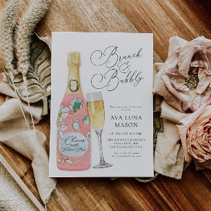 Invitation Brunch et Fête des mariées Bubbly Champagne Invita