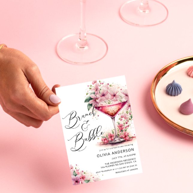 Invitation Brunch et Fête des mariées Bubbly Floral (Créateur téléchargé)