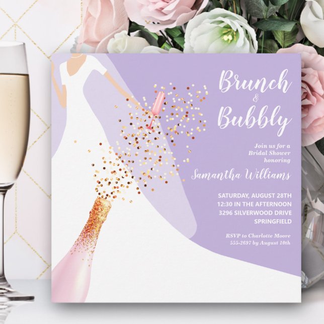 Invitation Brunch et Fête des mariées Bubbly Lavender (Créateur téléchargé)