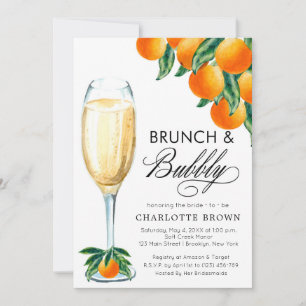 Invitation Brunch et Fête des mariées Bubbly Orange