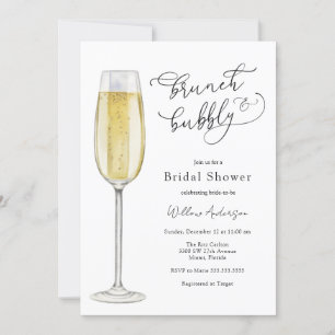 Invitation Brunch et Fête des mariées champagne Bubbly