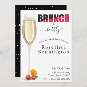 Invitation Brunch et Fête des mariées champagne Bubbly