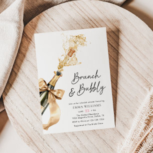 Invitation Brunch et Fête des mariées champagne Bubbly