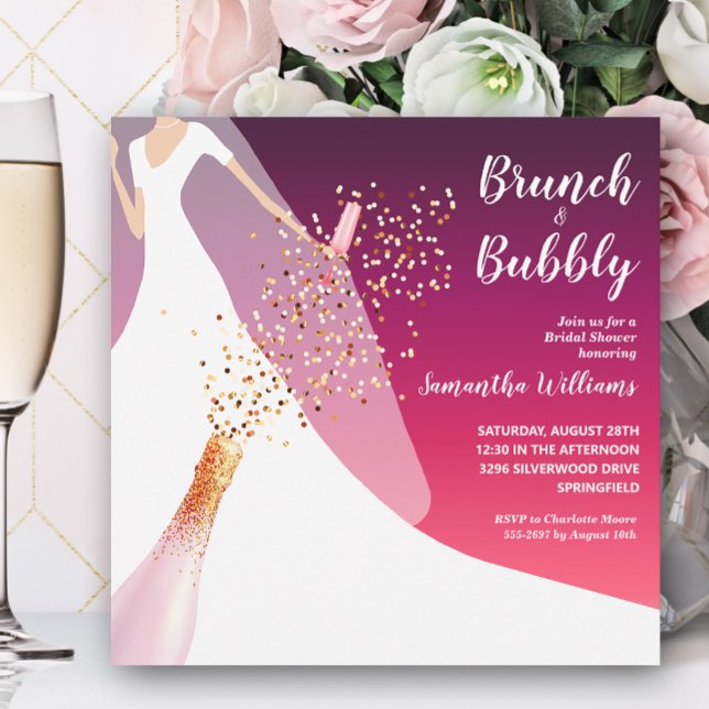 Invitation Brunch et Fête des mariées de cerisier Bubbly (Créateur téléchargé)