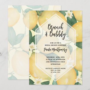 Invitation Brunch et Fête des mariées de citrons à bulles